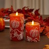 Luminara Embossed Leaves and Pumpkins Moving Flame Pillar Candle 3.25"