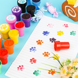 Hxezoc Hxezoc 24 Pieces Dog Paw Print Stamp, Mini Colorful Self Inking Stamps Party Favors Assorted Stamp Set for Classroom Party Educational Learning Activities Supplies