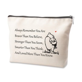 Tisubileiry Inspirational Gifts Friendship Makeup Bag Friendship Make up Bag You Are Braver Stronger Smarter Than You Think Friend Gift Cosmetic Bag Inspirational Cosmetic Bags for Women