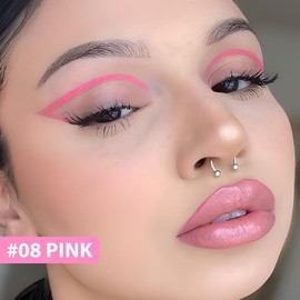 evpct 1Pcs Pink Waterproof Colored Eyeliner Liquid Eye Liner Set Long Lasiting Ultra-fine Speed Dry Colorful Liquid Eyeliner lapiz delineador de ojos contra el agua blanco para ojos de colores