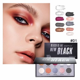 Maffick Paleta de Sombras de Ojos, 10 Colores, Negro y Brillante, Acabado Mate y Metálico (01, 128g)