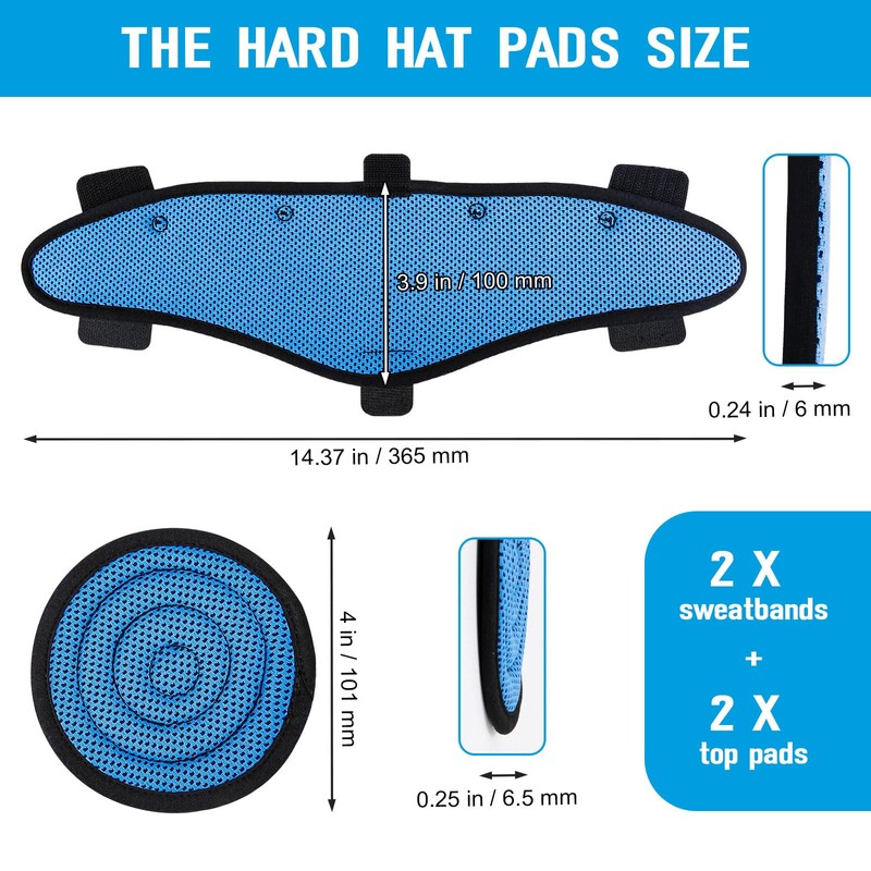 Hard Hat Top Pads and Sweatbands for Safety Helmet, Washable