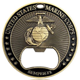 U.S.Marine Corps Devil Dog Veteran Military Challenge Coin Army Key Chain USMC Bottle Opener