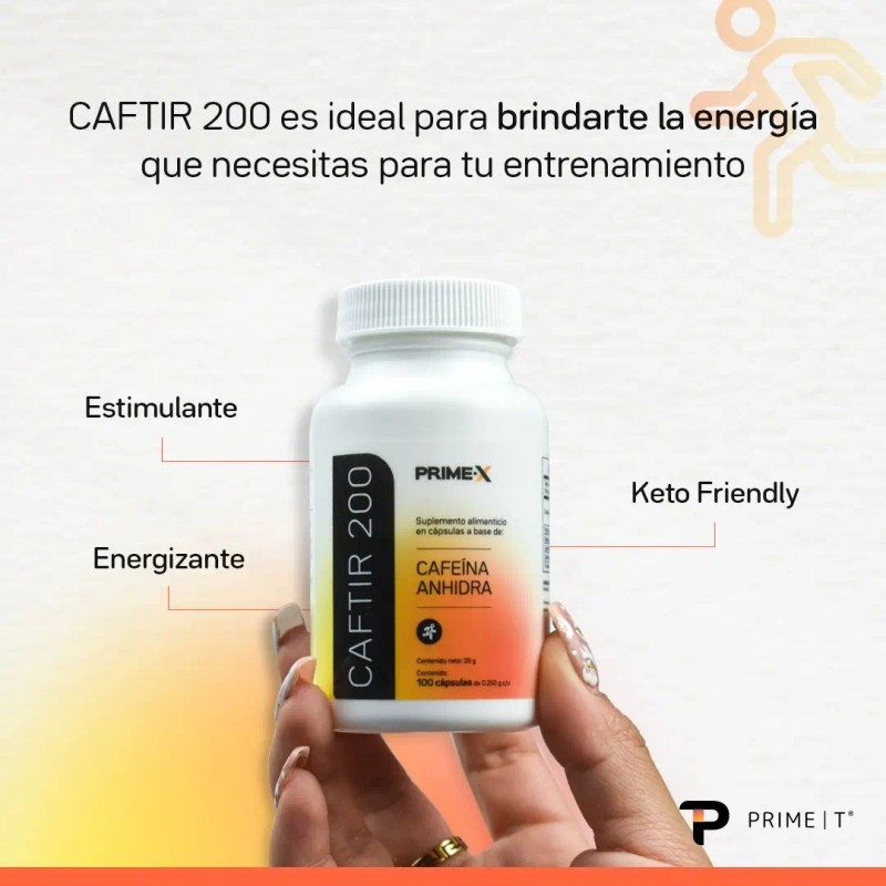 Cafeína Pura Primet 100 Cápsulas 200 Anhidra Alta Pureza Sabor