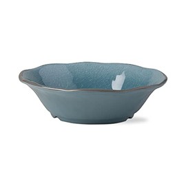 TAG 16 oz. 7 in. Veranda Cracked Glazed Solid Aqua Wavy Edge Melamine Plastic Dinnerware Serving Bowl Set of 4 Dishwasher Safe Indoor Outdoor Round Aqua Blue Aqua Blue