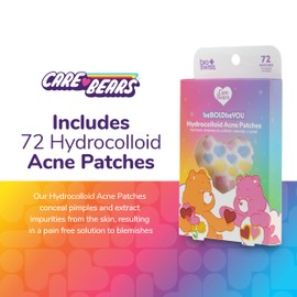 BioSwiss Pimple Patches, Care Bears Heart and Bear Shaped Acne Patch for Zits and Blemishes, Hydrocolloid Spot Stickers for Face and Skin, 72 Count
