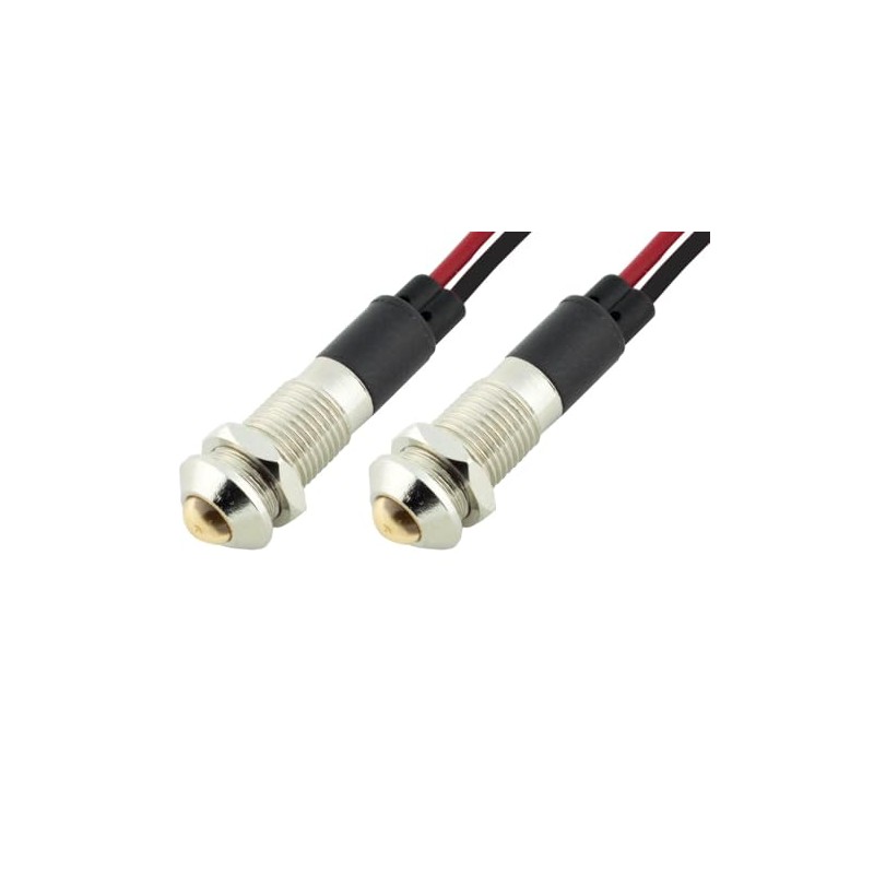 Alpinetech PL8B-A 8mm 5/16" Amber 12V LED Metal Signal Indicator