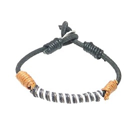 benerini Black Leather Cord & Coloured Cord Leather Bracelet/Leather Wristband/Surf Wristband Bracelet - (Max Wrist Size Approx. 20cm) - + Plus Free Leather Cord Bracelet + - 169