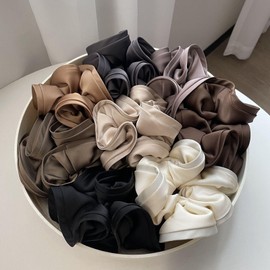Fesanla Silk Scrunchie Large Satin Head Rope Volume Hair Elastic Elegant Retro Women Hair Ornament Adult Accessories (Dark Brown)
