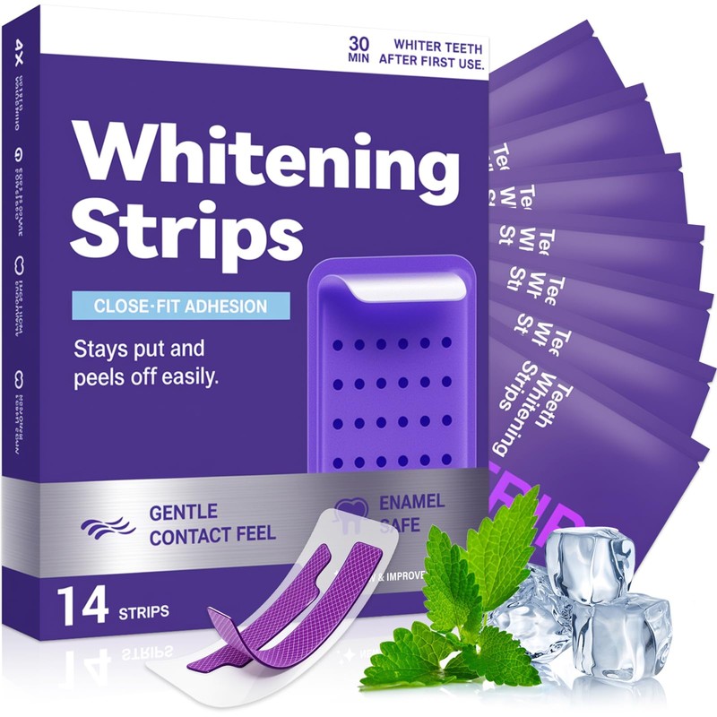 7 Pares 14 Unidades,Purple Teeth Whitening Strips, Tiras Blanqueadoras De