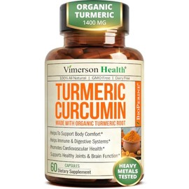 Turmeric Curcumin Supplement – 1400mg Organic Turmeric Curcumin with Black Pepper Extract for Max Absorption – Digestive & Joint Supplements for Men &