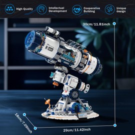 Brihappen Space Telescope Building Set for Adults Boys Girls (995PCS), Space Planet Building Toys with Lights, Space Exploration Telescope Home Office Collection Model, Gifts for Building Blocks Lover