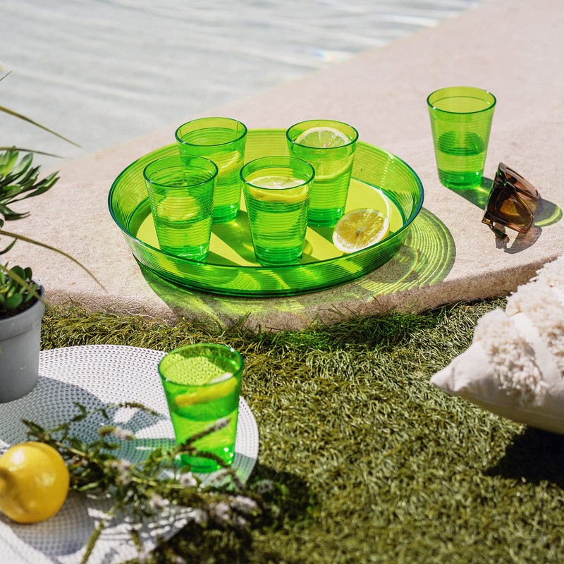 omada Design 6 Water Glasses 270 ml, Stackable, Shatterproof, Reusable,
