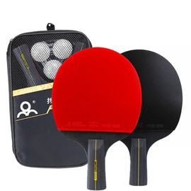 mamota Table Tennis Racket Set, Ping Pong, Beginner, Intermediate Case, Double-sided, Rubber, Lightweight, For Kids, Practice, Family, 2 Pieces, Carbon, Lightweight, Storage, Table Tennis Supplies,