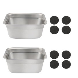 MODUODUO Dog Bowl Stainless Steel Water and Feed Dish with Non-Slip Pads (0.85 Gal-2 Sets)