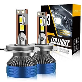 H4 HB2 9003 LED Faros para Carro, 160W 26000LM 600% Súper Brillante Focos, Luz Alta y Baja 6500K Blanca Luces Antiniebla Kits de Conversión,Impermeabl