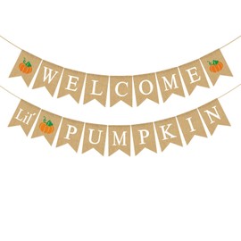 Rainlemon Jute Burlap Welcome Little Pumpkin Banner Fall Autumn Baby Shower Diaper Party Birthday Party Garland Decoration