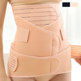 Postpartum Belly Band 3-Piece Set with Waist & Pelvic Support for Pregnancy & Postnatal Recovery Hip Black 3-piece Set/XL