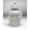 AA Importing 59728 Blue Seashell 10 Inch Ceramic Ginger Jar