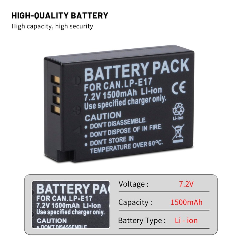 3-Pack LP-E17 Battery with Smart Triple Charger for Canon EOS