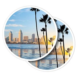 Vinyl Round Stickers (Set of 2) 10cm - San Diego California USA America for Laptops, Tablets, Luggage, Scrap Booking, Fridges #51968