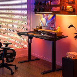 VECELO Electric Standing Desk Adjustable Height with Metal Bracket Computer Desk , Hook - Black