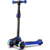 TONBUX Kids Scooter for Age 3-12, Toddler Scooters with 4 Adjustable Heights, Light Up 3-Wheels Scooters, Shock Absorption Design, Lean to Steer, Balance Training Scooter for Kids - Blue
