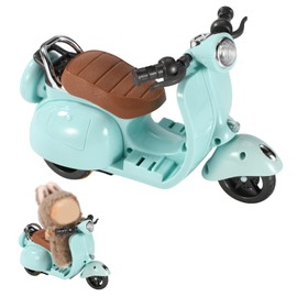 Doll Scooter Toy with Lights & Music, Rotating Interactive Motorcycle Model Toy Vehicle Fun Desktop Decor Accessories for Doll Collectors (Blue)