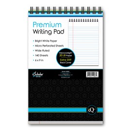 iScholar iQ+ Premium Writing Pad, White, 6" x 9", 140 Sheets, Double-Wire (69200)