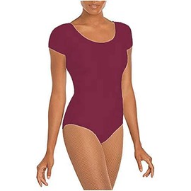 R&N FASHIONS Girls Nylon Short Sleeve Leotard Shiny Nylon -Gymnastics, Dance, Ballet