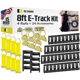 Kit de amarre de rieles de oruga DC Cargo E de 8', riel de pista E, anillos de pista electrónica, anclajes, tapas