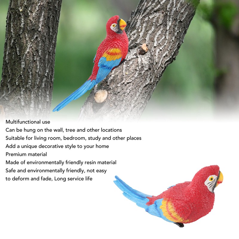 Parrot Figurine Simulation Vivid Innovative Wall Mounted Hand Painted Resin