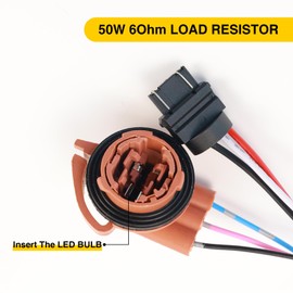 gopupu 2Pcs 3157 4157 T25 Load Resistor Fix Hyper Flash, 50W 6 Ohm Load Resistors for 3157 Switchback Led Turn Signal Light, Led Resistor Turn Signal Kit