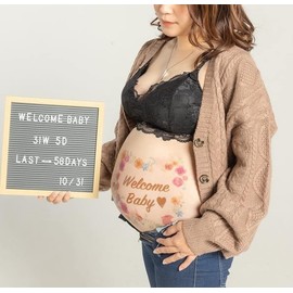 Tuzuru Pregnancy Belly Tattoo Stickers - Cute Baby Bump Stickers for Baby Shower Maternity Gifts (K)