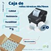 50 Rollos Papel Térmico 80x70 Color Azul Impresora 80mm Color
