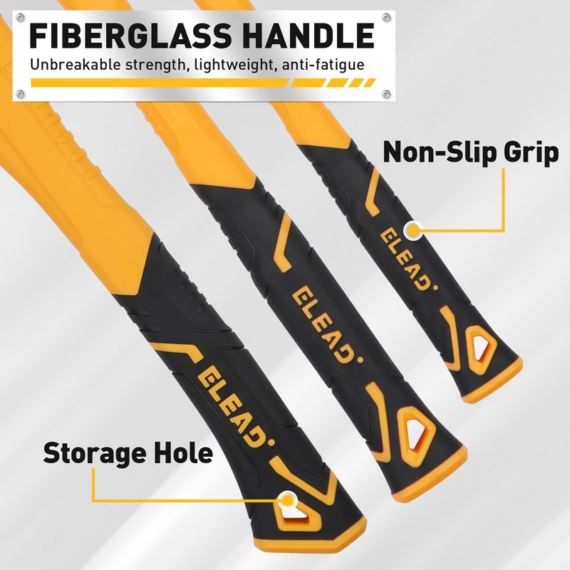ELEAD 6-Piece Mallet Hammer Set, Fiberglass Handle Forge Steel Head,