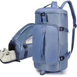 Mochila de Viaje, Bolsa de Gimnasio con Separación Seca y Húmeda, Mochila Impermeable con Bolsa Húmeda y Compartimento para Zapatos para Viajes, Natación, Escalada, Yog, Gimnasio(Azul)