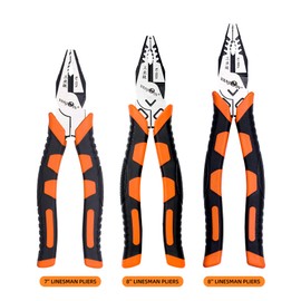 VANJOIN Linesman Pliers, 7 inch/8 inch/9 inch High Leverage Linesman Pliers Heavy Duty Side Cutting Pliers with Anti-slip Handle for Wire Cutting Crimping, Professional Hand Tool for Home Industrial