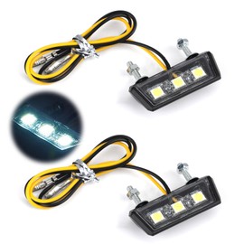 SMCEHEYA Universal LED Motorcycle Number Plate Light 2Pcs | 12V | License Plate Light | Motorcycle Rear Light with 3 Super Bright LEDs | Waterproof | for All Models of Motorcycles and Quads (White)