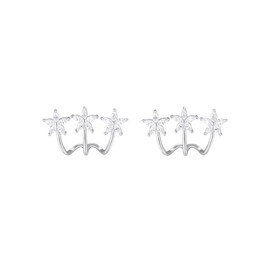 SLUYNZ 925 Sterling Silver Daisy Cuff Earrings Piercings for Women Flowers Wrap Earrings Huggie Studs (A-Silver)