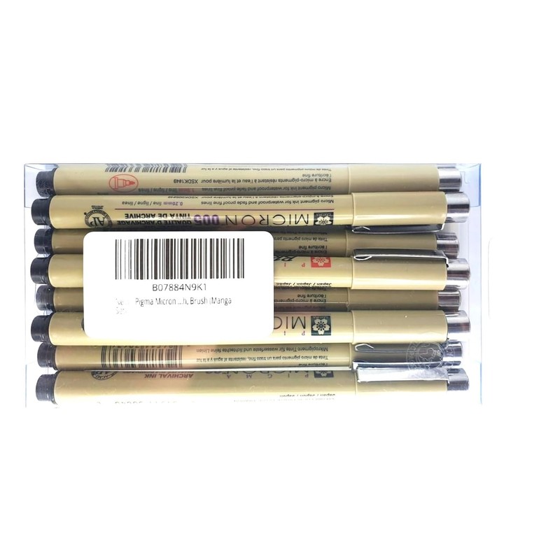 Pigma Micron 8 Fineliners 005,01,02,03,05,08, Brush, Brush (Manga SET)