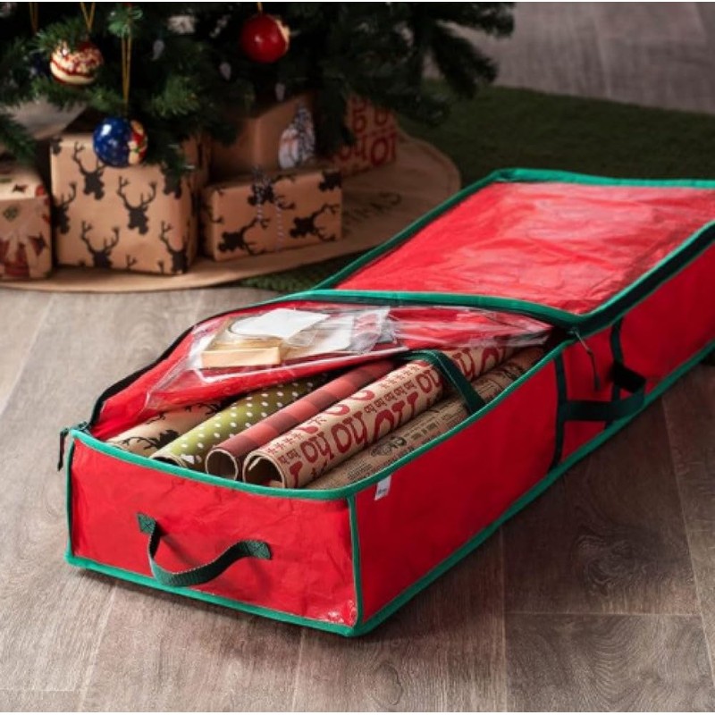 QIUPFGUT Wrapping Paper Storage, Oxford Storage Bag for Wrapping Paper
