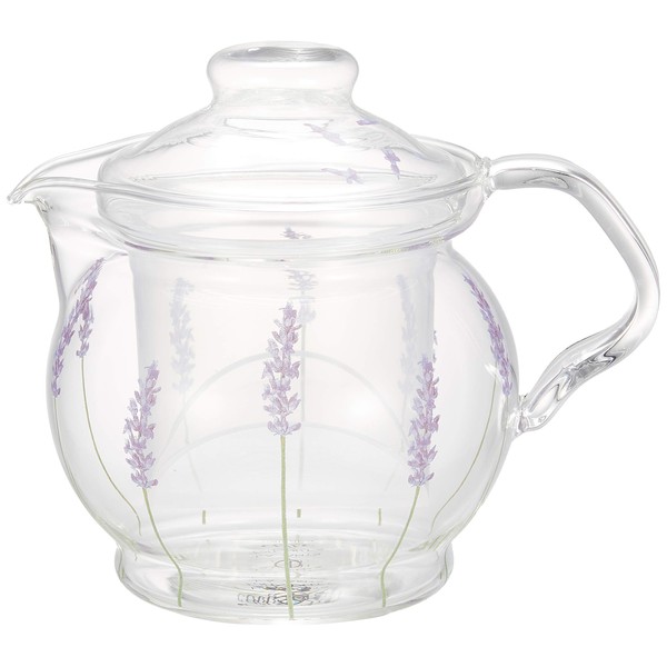 LA AMYS AM20-2-GV2 Toujour Glass Teapot with V-Filter (GV2), Lavender Pattern, Clear