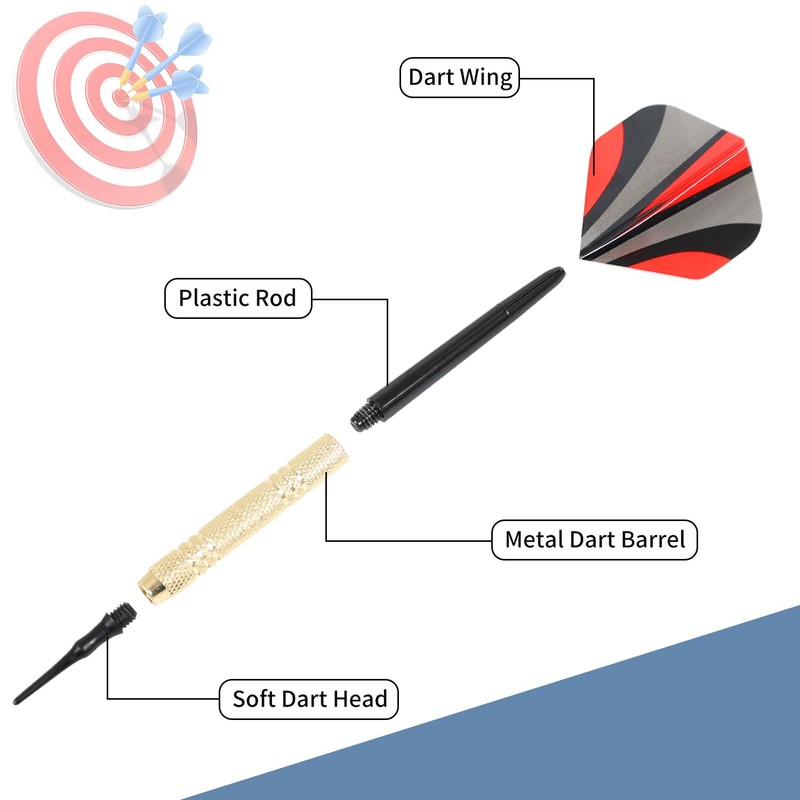 KIKIGOAL 12 Pieces Soft Tip Darts With 24 Pieces Tails