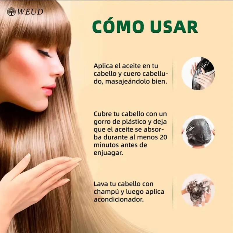 10pc Weud Battana Aceite Capilar Nutrir Para Cuero Cabelludo
