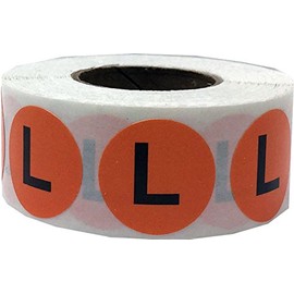 Orange Circle Large L Clothing Size Stickers for Retail Apparel 0.75 Inch 500 Total Adhesive Labels