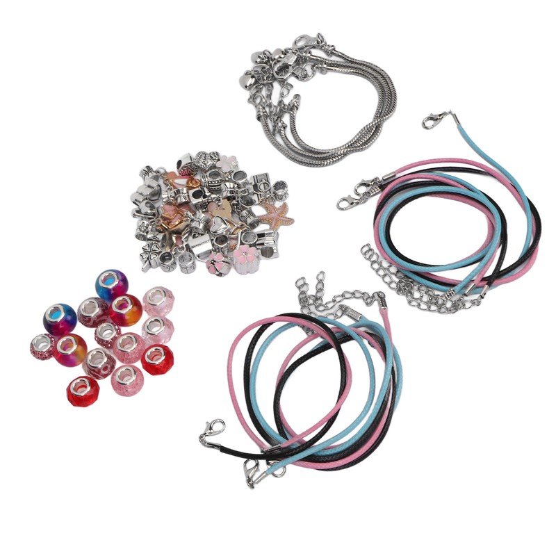 Charm Bracelet Making Kit Basic Bracelets Colored Beads Pendants Jewelry