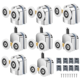 Cokritsm Shower Cubicle Rollers, 25 mm Shower Door Rollers, 8 Pieces Replacement Rollers for Shower Doors, 4 Upper and 4 Lower Rollers, Wheels for Shower Doors, Replacement Parts for Bathroom, Curved