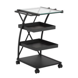 SD Studio Designs Modern Triflex Mobile Storage Taboret for Arts and Crafts, Charcoal Black/Clear Glass