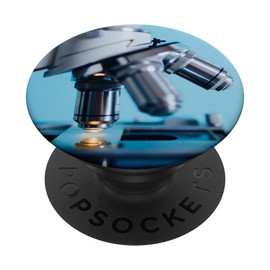 Compound Microscope and Slide Against Light Blue Background